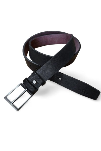 Kožený opasek z přírodní kůže, černý, délkově upravitelný