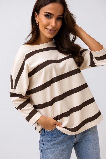 Trendy dámské triko Lara pruhované s 3/4 rukávem