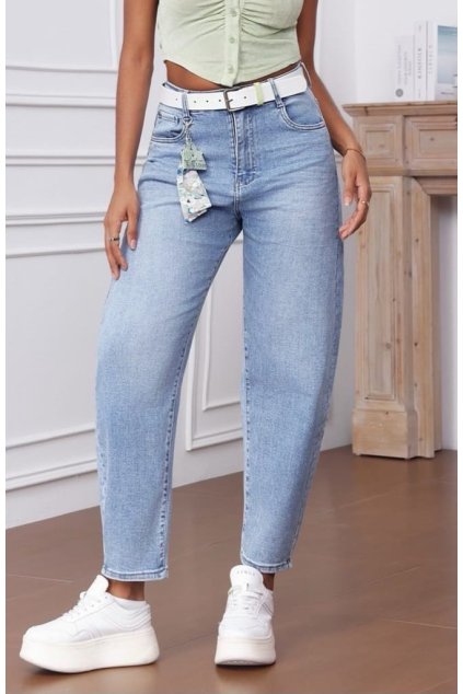 balónové jeans světle modré