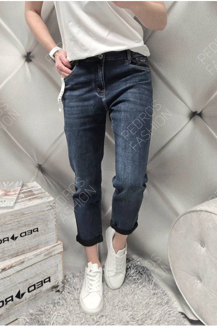 jeans tmavě modré boyfriend větší velikosti
