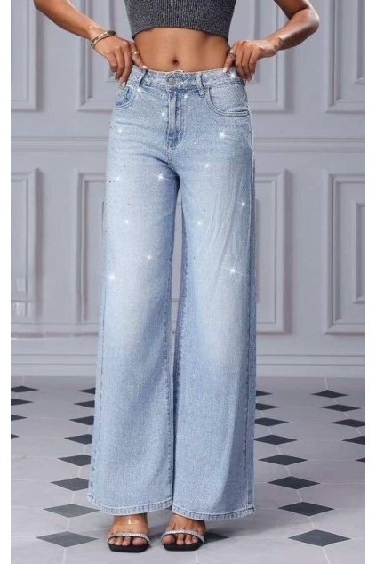 jeans světle modré s kamínky