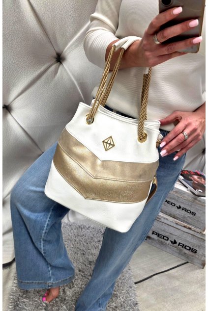 trendy kabelka laura biaggi bílozlatá luxusní kabelka