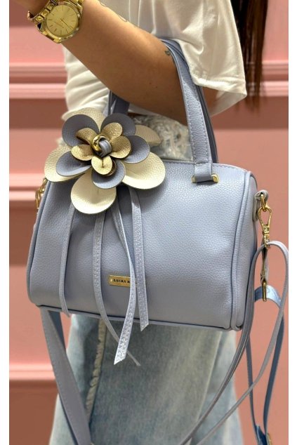 dámská kabelka s květinou světle modrá