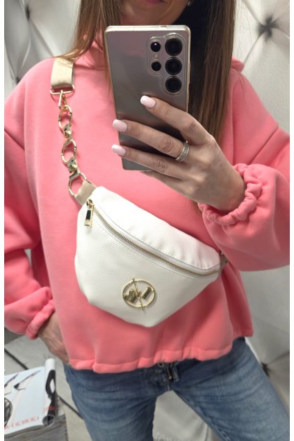 kabelka crossbody ledvinka bílá