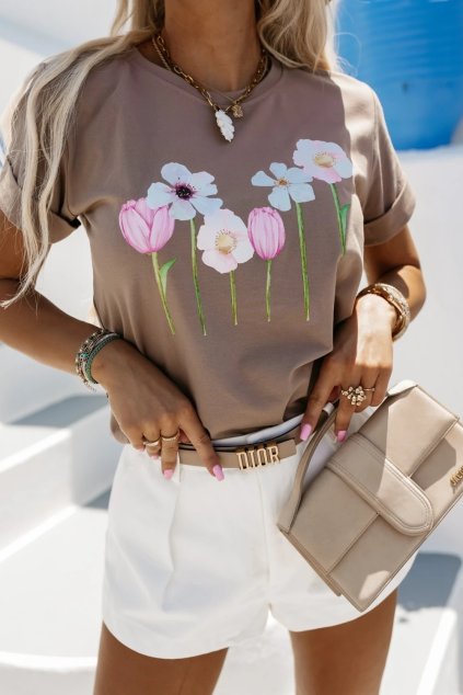 triko květiny bavlněné