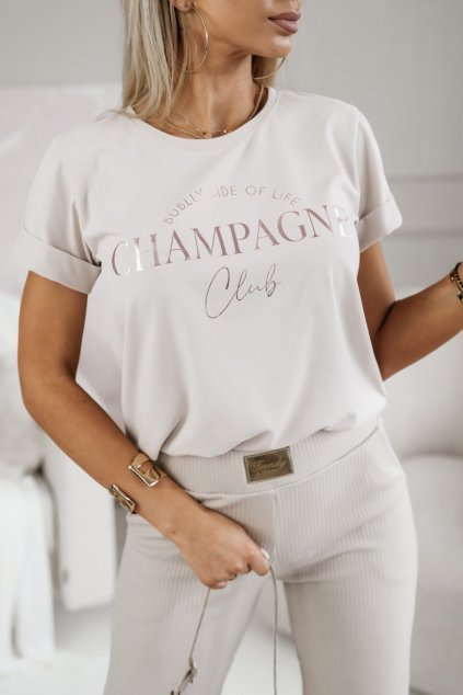 dámské bavlněné triko champagne béžové