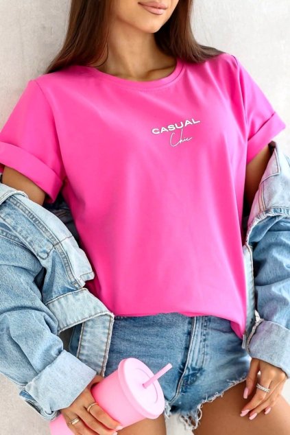 dámské kvalitní triko sytě růžové
