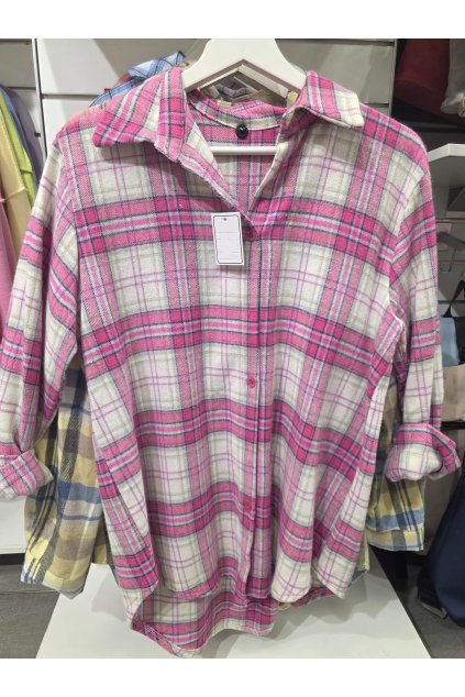 košile kostka pink