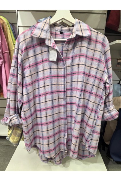 košile kostka světle fialová