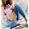 slaměná crossbody kulatá tmavě béžová trendy