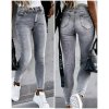 Dámské trendy modní elastické jeansy šedé