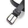 Stylový kožený opasek unisex černý se stříbrnou sponou II