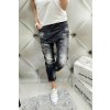 Peckové trendy dámské jeansy baggy spadlé šedé lehce trhané