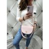 Trendy dámská koženková kabelka crossbody Laura Biaggi Moon růžová