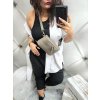 Dámská kožená super šik elegantní šedobéžová crossbody ledvinka
