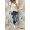Trendy dámské elastické jeansy Baggy tmavě modré se zipem