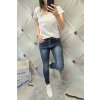 Trendy dámské elastické jeansy Baggy tmavě modré se zipem