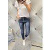 Trendy dámské elastické jeansy Baggy tmavě modré se zipem