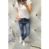 Trendy dámské elastické jeansy Baggy tmavě modré se zipem