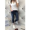 trendy dámské jeansy Boyfriend s elastanem tmavě modré netrhané