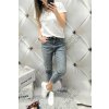 trendy dámské jeansy Boyfriend s elastanem modré netrhané
