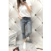 trendy dámské jeansy Boyfriend s elastanem modré netrhané