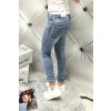 Trendy dámské elastické jeansy baggy světle modré, netrhané