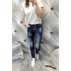 Dámské elastické jeansy Baggy tmavě modré lehce trhané větší velikosti