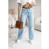 TRENDY DÁMSKÉ ELASTICKÉ JEANSY MÍRNĚ ŠIROKÉ, SVĚTLE MODRÉ