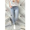 Trendy dámské elastické jeansy ve větších velikostech světle modré netrhané