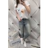 Trendy dámské elastické jeansy ve větších velikostech modré netrhané