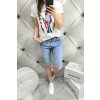 Trendy dámské elastické jeansové (džínové) kraťasy baggy modré na knoflíčky