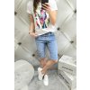 Trendy dámské elastické jeansové (džínové) kraťasy baggy modré na knoflíčky