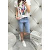 Trendy dámské elastické jeansové (džínové) kraťasy baggy modré na knoflíčky