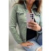 dámská jeans bunda s límečkem s elastanem zelená