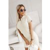 Trendy dámské letní bavlněné šaty světle béžové s límečkem
