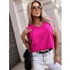 Trendy dámské nadčasové jednoduché triko s výstřihem do V růžové