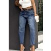 Trendy dámské elastické jeansy s širší nohavicí modré netrhané