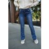 Trendy dámské jeansy s elastanem modré netrhané větší velikosti