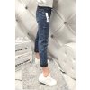 Dámské elastické jeansy Boyfriend tmavě modré, netrhané