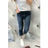 trendy dámské jeansy Boyfriend s elastanem tmavě modré netrhané