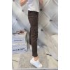 Trendy dámské elastické jeansy s rovnou nohavicí, hnědé, netrhané