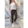 Trendy dámské elastické jeansy s rovnou nohavicí, hnědé, netrhané