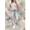Trendy dámské elastické jeansy skiny světle modré netrhané