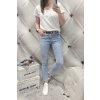 Trendy dámské elastické jeansy skiny modré netrhané