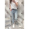 Dámské trendy elastické jeansy Buggy Fit modré netrhané