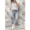 Dámské trendy elastické jeansy Buggy Fit modré netrhané