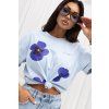 trendy triko oversize květy světle modré
