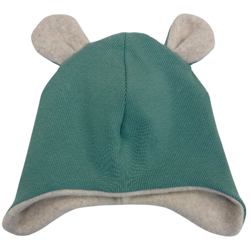 zimní čepice s ušima starozelená