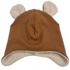 zimní čepice s ušima karamelová